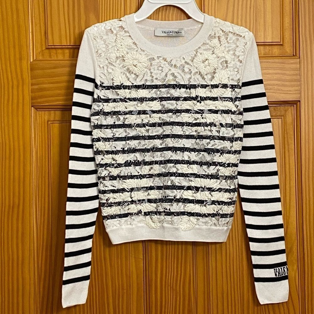 Valentino Lace Striped Sweater size S